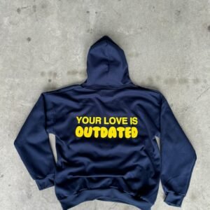 Navy and yellow hoodie with a bold contrast for a vibrant look.