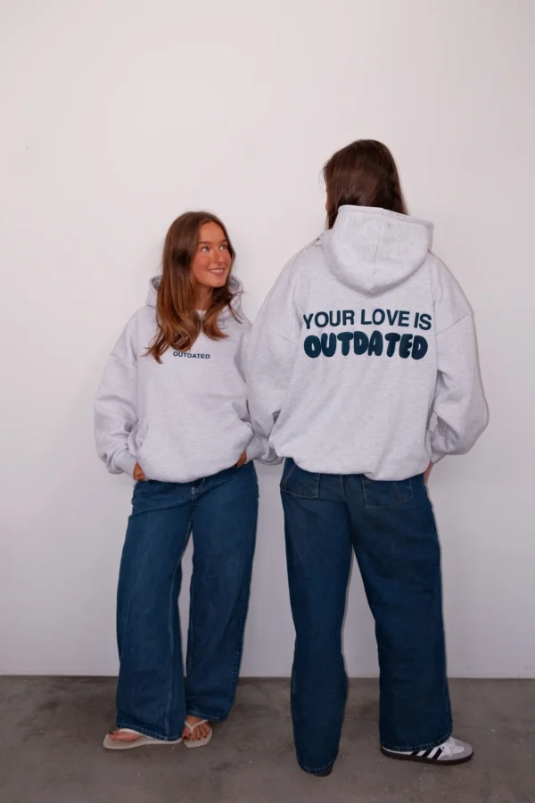 Your Love is Outdated Hoodie White Marle blue print
